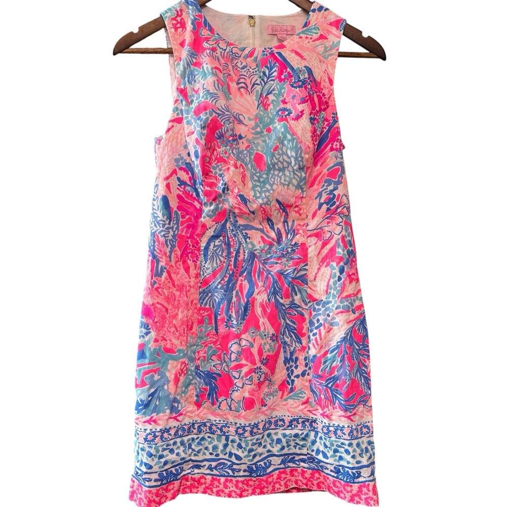 Lilly Pulitzer Mila Shift Light Pascha Aquadesic Pink and Blue Floral Mini Dress